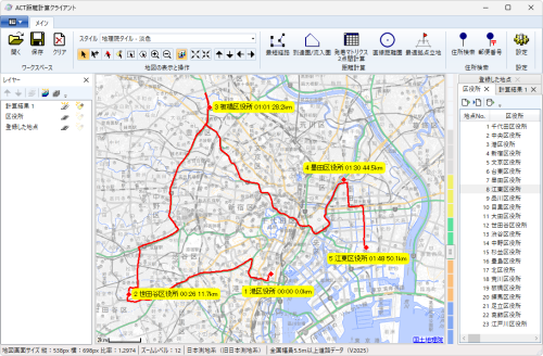 ACT距離計算クライアント地図
